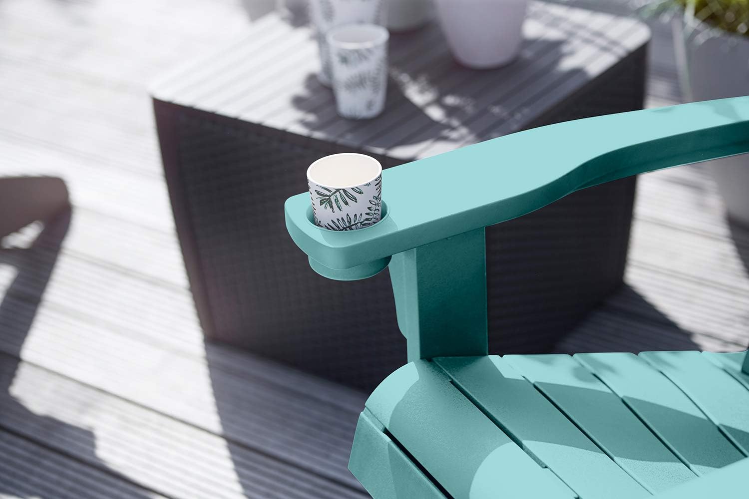 KETER Alpine Adirondack Resin Outdoor Furniture Patio Chairs with Cup Holder-Perfect for Beach, Pool, and Fire Pit Seating, Teal : Garden & Outdoor