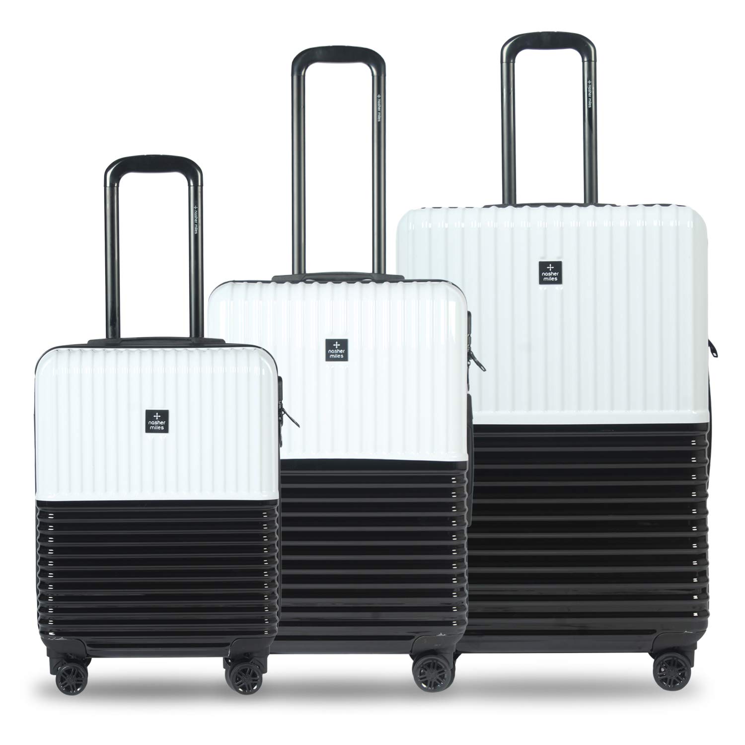 white hard luggage