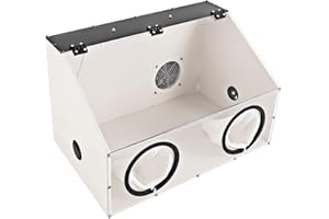 NeNchengLi 2 Holes Dust Cover Fully Enclosed Grinding Table Polisher Dust Box, Acrylic Dust Box Transparent Dust Box Cover, Fully Enclosed Table Polisher Dust Box Fully Enclosed Dust Box W/Led & Fan