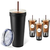 XccMe Universal Iced Coffee Sleeve Insulator,32 oz Stainless Steel Vacuum Insulated Tumbler To Go Coffee Cup,Iced Coffee Cup,Upgraded Iced Coffee Sleeve for Starbucks Dunkin Donuts (Black)