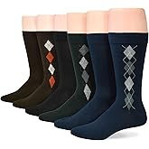No nonsense Men's Super Soft Crew Dress Socks, Assorted 1 Argyle Pack: Navy/Black/Brown - 6 Pair Pack, 6-12