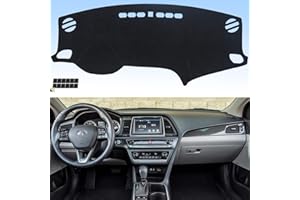 AUQDD Dashboard Cover Mat Fit for 2015 2016 2017 2018 2019 Hy-undai Sonata, Black Flannel Dash Mat, Anti-Glare, Anti-Reflection, No Peculiar Smell - Fits Vehicle Without HUD Models