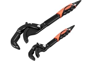 DikTalk Self-Adjusting Pipe Wrench Set, 10" & 15", Power Grip for Plumbing & Auto Repair, 14-60mm Jaw, Anti-Slip Teeth, Chromium Steel