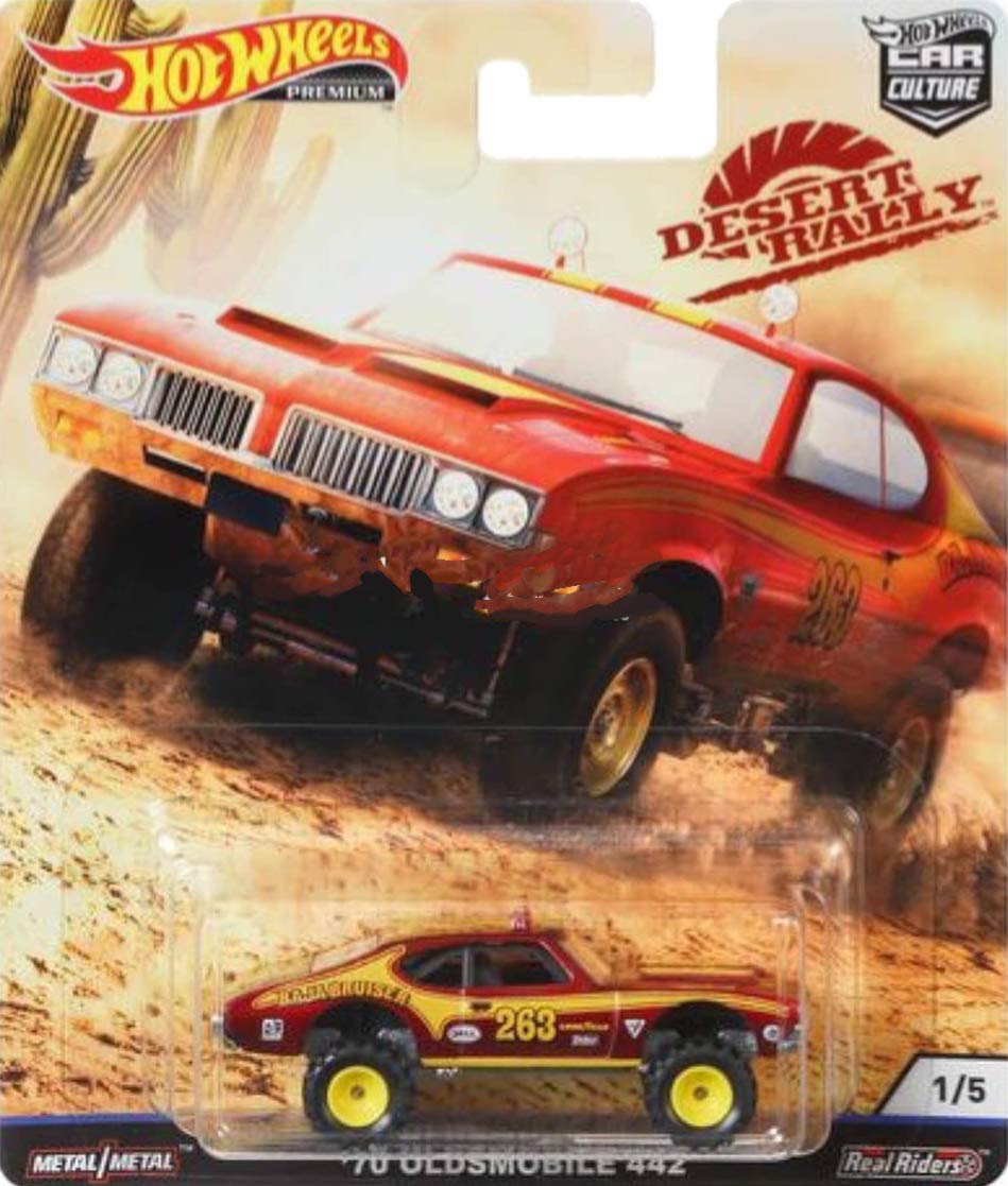 Hot Wheels Real Riders Car Culture Desert Rally 1/5 '70 Oldsmobile 442 Diecast Metal 1:64 Toy Collectible Model Vehicle
