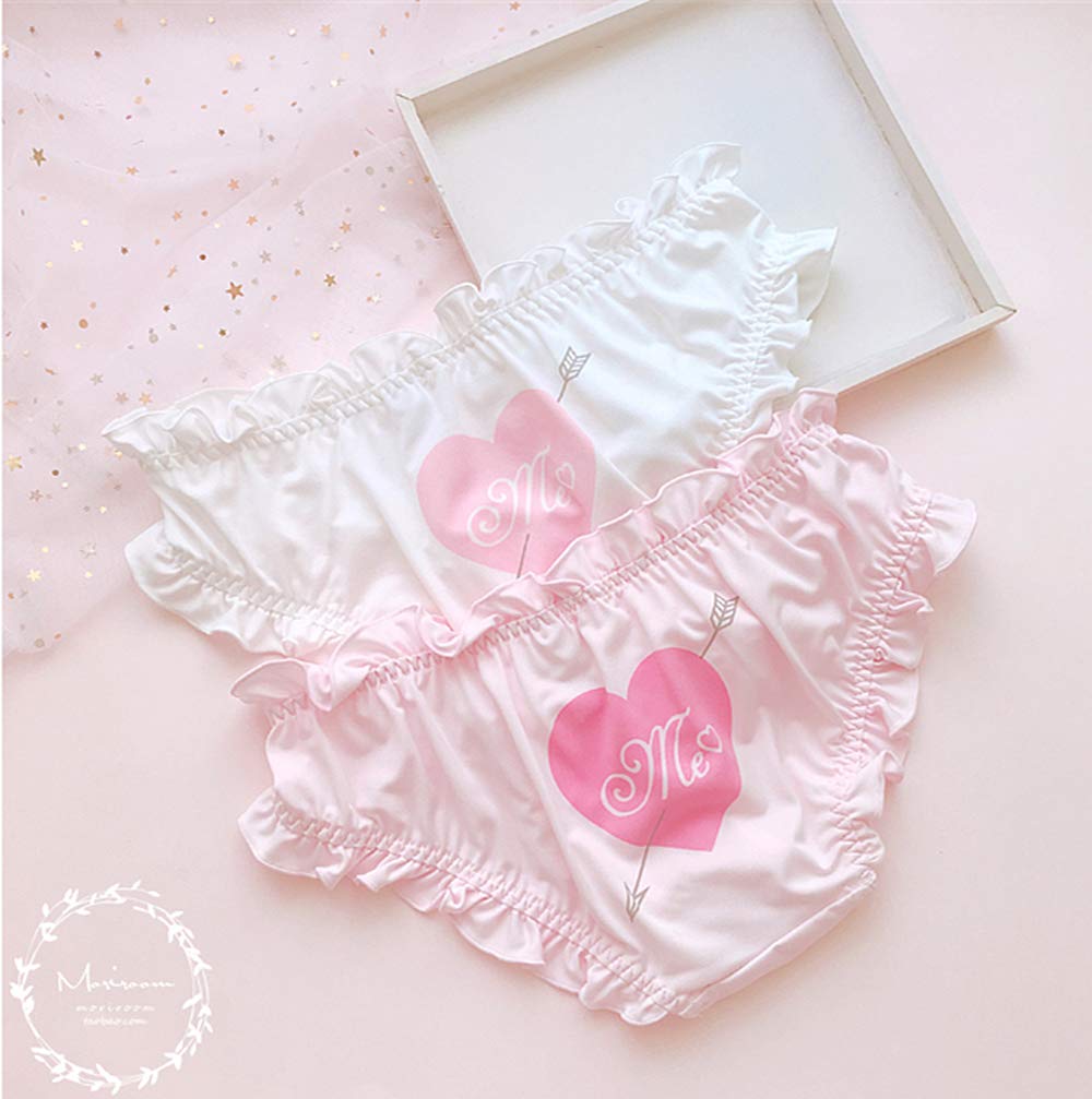 YOMORIO Girls Cute Bra and Panty Set Lolita Anime Cosplay Lingerie Kawaii Japanese Underwear (White)