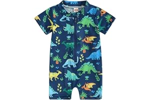 Xinhuida Baby Boy’s One-Piece Rash Guard Swimsuit Toddler Zipper Bathing Suit Summer Swimwear Sun Protect Surfing Suit