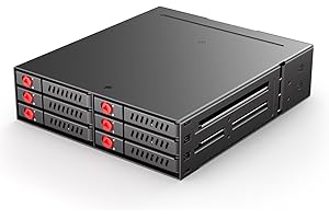 6 Bay Hot Swap Cage for 5.25" Bay, SATA HDD/SSD Mobile Rack with Cooling Fan