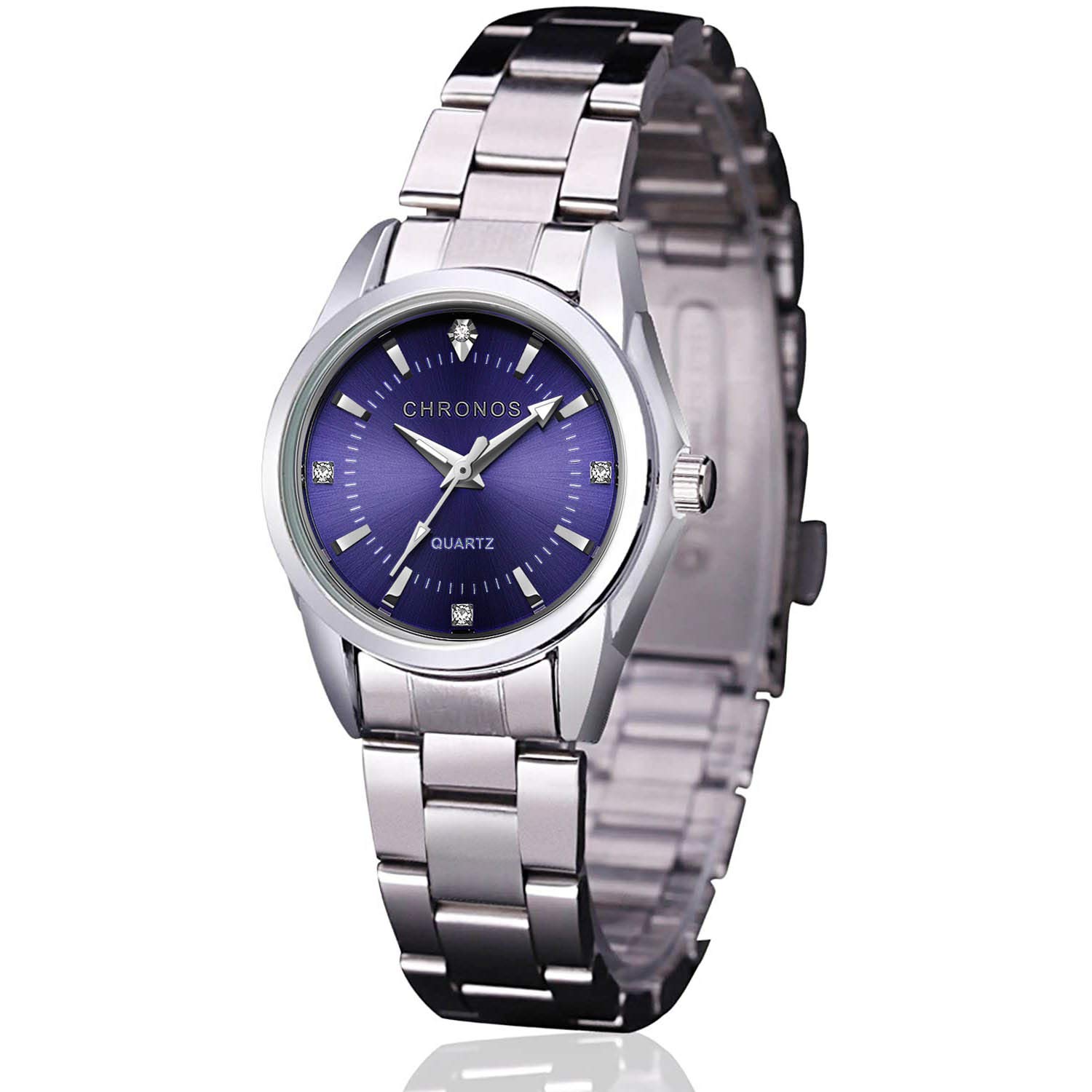 cofuo Women Lady Dress Analog Quartz Watch with Stainless Steel Band, Casual Fashion Waterproof Watches Roman Numeral Diamond Rhinestone Luminous Wristwatch, Purple, Quartz Watch