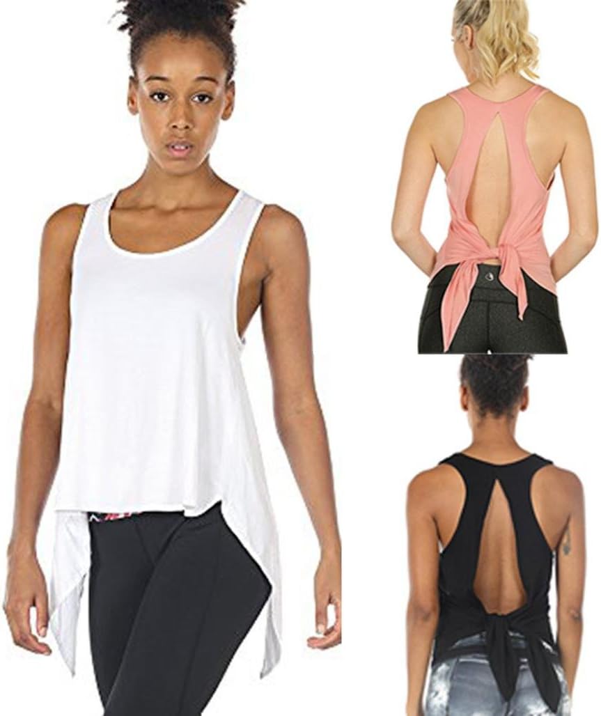 Wawer Women's Sports Vest Tops, Summer Sleeveless Yoga Sports Tank,Racerback Backless Blouse Tee T-Shirt for/Daily/Party/Daily/Beach,S-XL