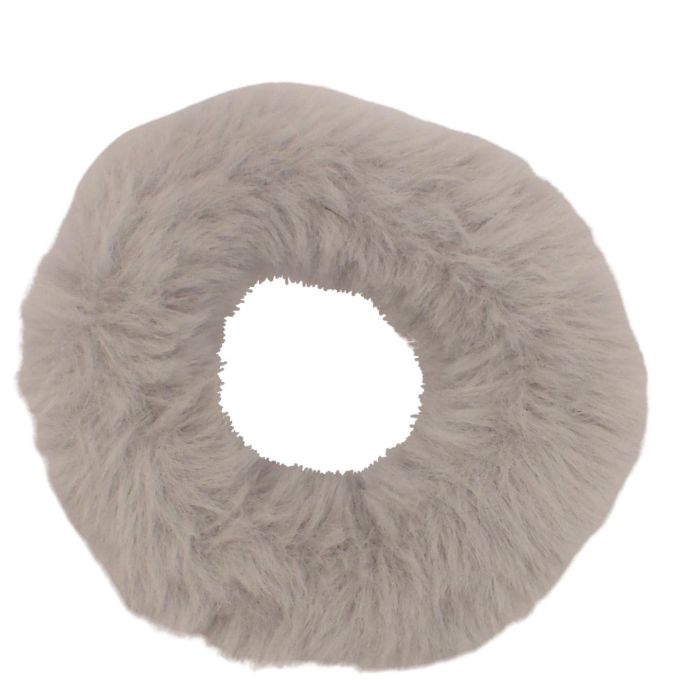 Topkids Accessories Super Fluffy Faux Fur Scrunchie, Medium Size Scrunchie for Thick & Thin Hair for Women & Girls, Pretty Hair, Hair Tie, Hair Bobbles, Fluffy Scrunchies, Ponytail Holder (Light Grey)