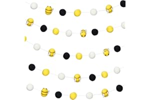 Tatuo 2 Pcs Bee Garland Decorations Bee Classroom Decorations Back to School Banner Pom Felt Ball Garland Party Birthday Bumble Hanging Themed Supplies for Baby Shower Home