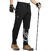 TBMPOY Men's Snow Pants Fleece Lined Hiking Winter Waterproof Softshell Ski Outdoor Insulated Climbing Pants Zipper Pockets