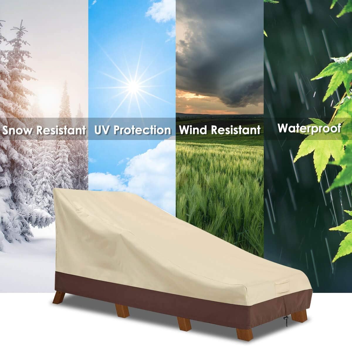 Vailge Waterproof Patio Chaise Lounge Cover, 600D Heavy Duty Outdoor Lounge Chair Covers,UV Resistant Patio Furniture Covers,2 Pack-Large ,Beige & Brown: Kitchen & Dining