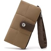 WESTBRONCO Puffer Wristlet Wallets for Women RFID Blocking Card Holder | Soft Slim Bifold Compact 13 with Zipper Coin Pocket &amp; ID Window for Travel &amp; Daily Use