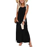 WIHOLL Maxi Dress Summer Dresses 2026 Beach Vacation Clothes Sleeveless Sundresses with Pockets Boho S-3XL