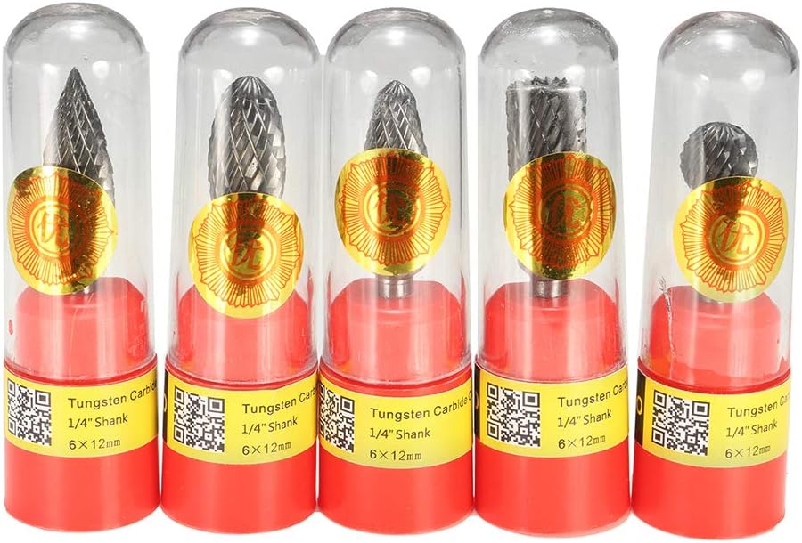 shengyuze 5Pcs 12mm Head Tungsten Carbide Rotary Cutter Burr Die Grinder Trimming Tool Power Tools