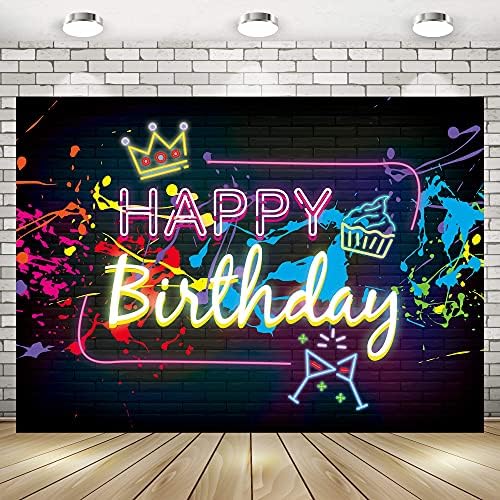 Imirell Graffiti-Neon-Hintergrund 2,0x1,8m – Leuchtend Bunte Fotohintergrund Für Geburtstag, Party, Fotoshooting