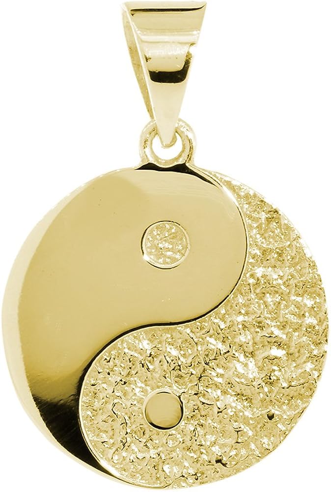 Large Yin Yang Medallion Charm Pendant, Twosided,Reversible, 1 inch in 18K Yellow