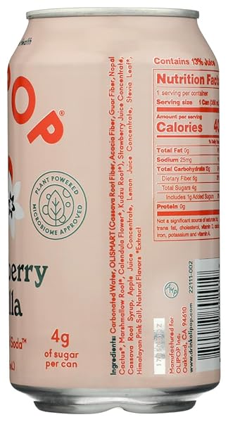 OLIPOP STRAWBERRY VANILLA PREBIOTIC SODA SGL, 12 FZ
