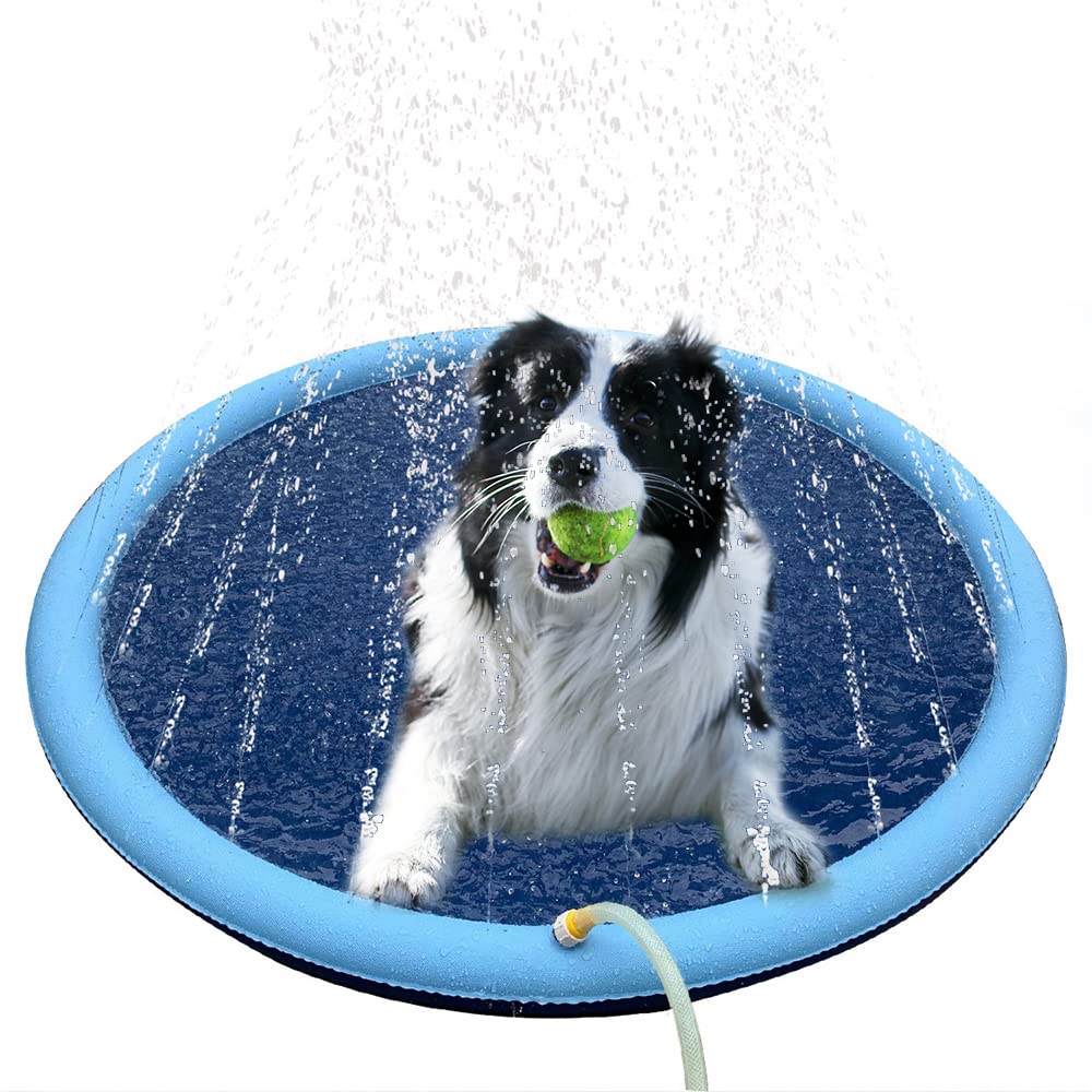 Water Games Sprinkler Children Play Sprinkler Pad Dogs Summer Pool Portable for Pets (100 cm, Random Colour)