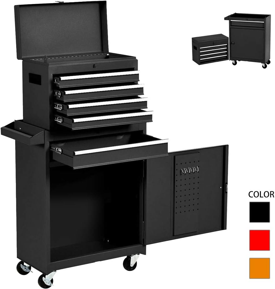 Rolling Tool Chest with Wheels and Drawers,Removable Tool Cabinet,5-Drawer Tool Box Organizer,Lockable Storage Tool Chest for Workshop,Black.