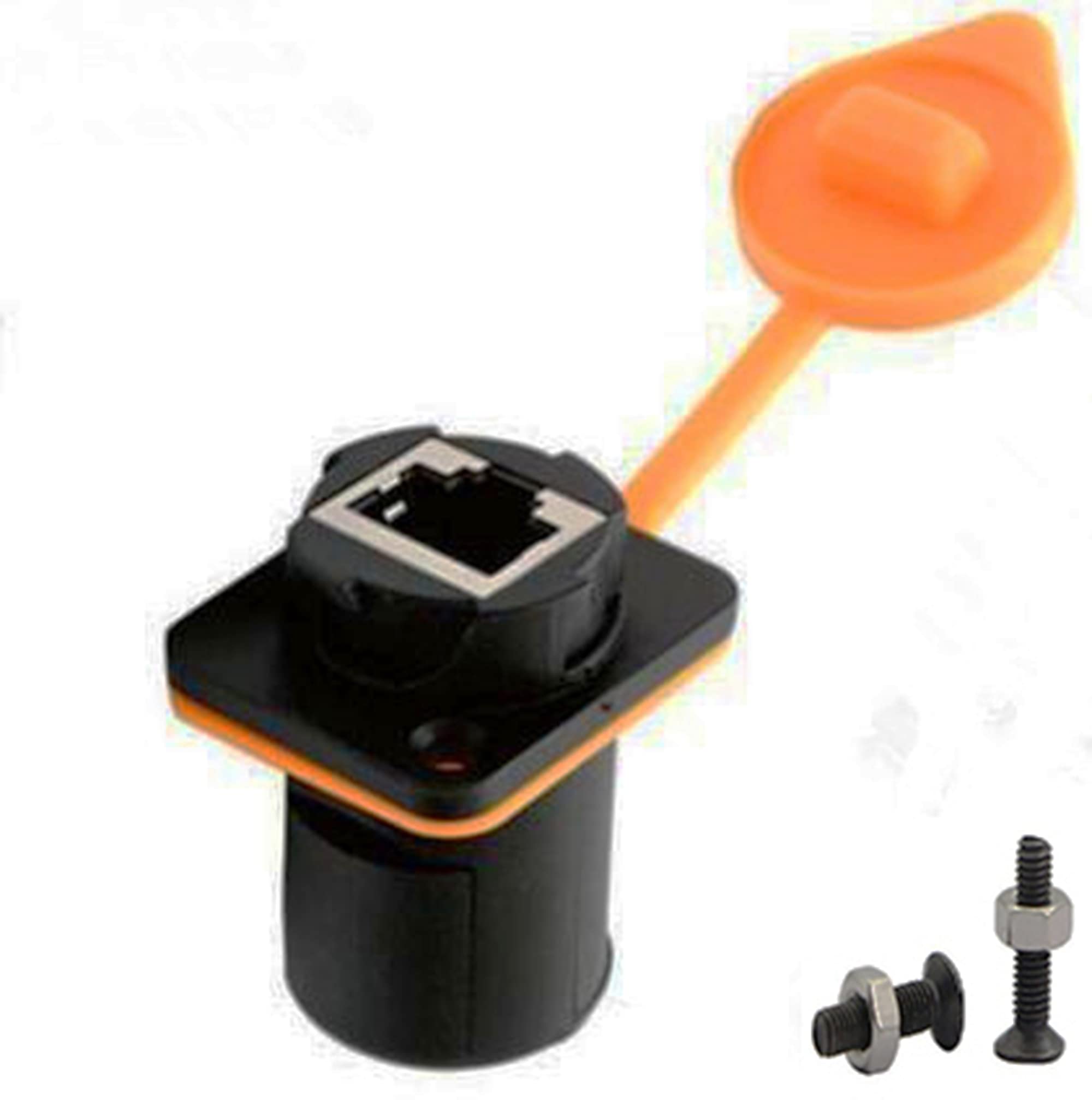 SHANFEILU RJ45 D-Type Panel Mount Socket Waterproof Pass Through Connector Adapter Female to Female Coupler Extender for Cat5/5e/6 8P8C Ethernet LAN with Waterproof/Dust Cap