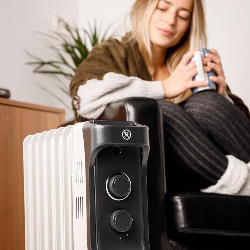Dakar - Radiatore ad olio a 9 elementi. 2000W. 3 livelli di potenza. Termostato regolabile. Protezione contro il surriscaldamento.