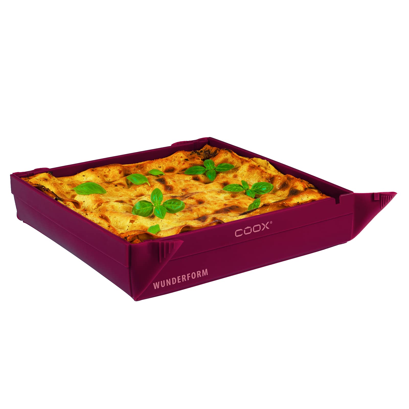 coox Wunderform Basic MQ in Dark red, The First Foldable Baking Dish, Space-Saving Silicone Baking and Casserole Dish, BPA-Free