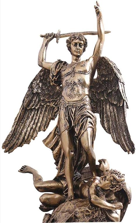 Amazon 大天使の彫像 カトリックの宗教樹脂ブロンズ彫刻 キャストブロンズ ギリシャの神サンミゲルは悪魔ルシファー置物15 9 9インチキリング A 置物 オブジェ オンライン通販