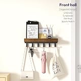 SW TYMIKI Key Holder with Wood Tray 6 Hooks Wall Mounted Organizer view 8