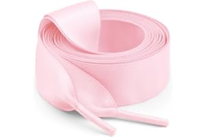 WEGOODZF Flat Satin Ribbon Shoelaces: 2cm Wide Silk Shoe Laces for Women -2 Pair