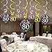 80th Birthday Party Decorations, Konsait 80th Birthday Party Hanging Swirl Decorations Black and Gold (15 Counts), Happy Birthday & 80 Table Confetti (1.05oz), Age 80 Party Supplies