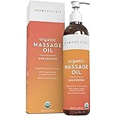 Viva Naturals Organic Massage Oil, Unscented, 8 fl oz (237 mL) – Non-Greasy, Certified Organic Massage Therapy Oils