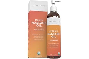 Viva Naturals Organic Massage Oil, Unscented, 8 fl oz (237 mL) – Non-Greasy, Certified Organic Massage Therapy Oils