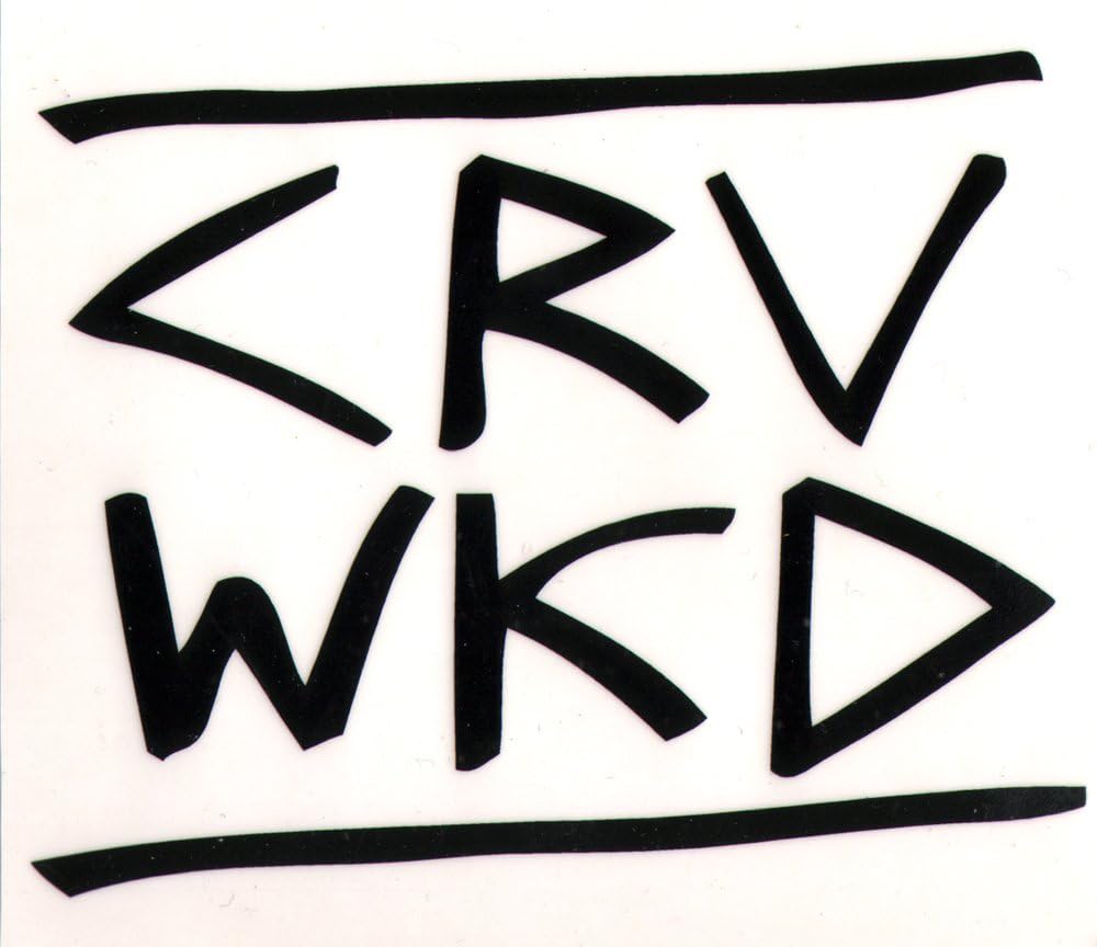CRV WKD Skateboard Sticker Black on Clear Background - 10cm wide approx. skate surf snow bmx guitar sk8 new