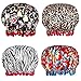 Shower Caps, Alimu 4 Pack Women Bath Caps Waterproof Double Layer Print Shower Hat Long Hair Perfect for Women