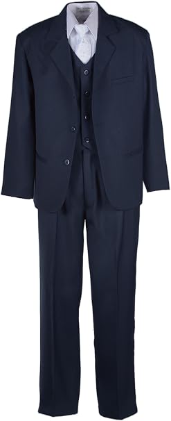 Amazon Com Boys Husky Navy Blue Suit With Vest And Communion