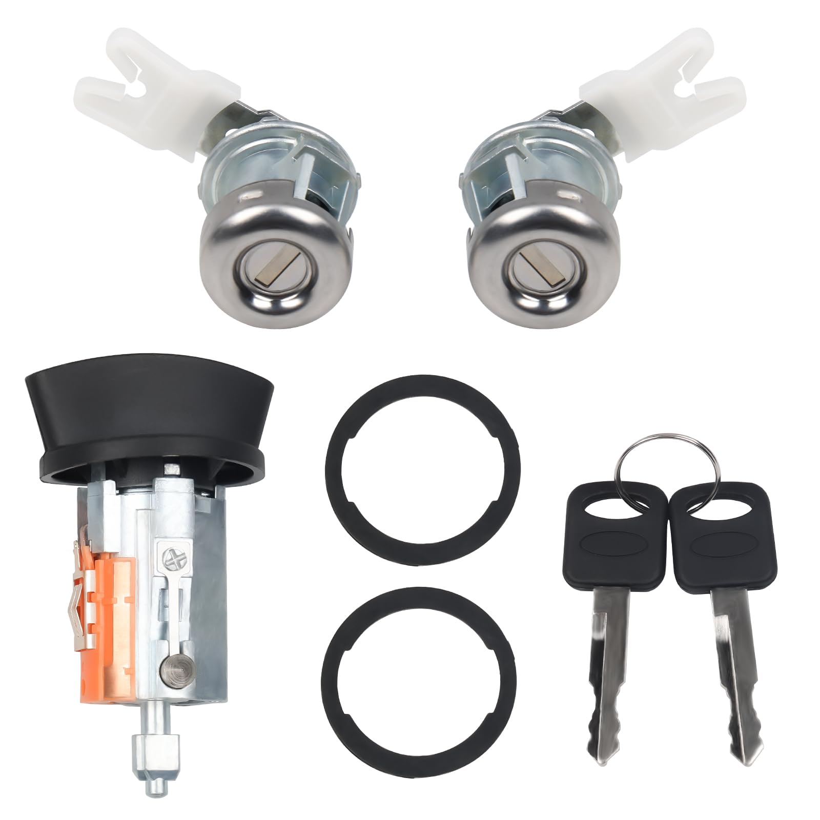 Photo 1 of Door Lock Cylinder Ignition Switch with 2 Keys Compatible with 1997-2007 Ford F150 F250 F350 Excursion Expedition Lincoln Blackwood Navigator Replacement for LC6177 DL5885 597638 (No Chip)