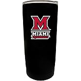 R and R Imports Miami of Ohio 16 oz Stainless Steel Insulated Tumbler Black Officially Licensed Collegiate Product Single