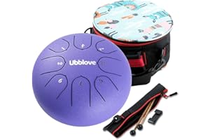 Ubblove Steel Tongue Drum for Kids: 8 Notes 6 Inches Key of C Metal Steel Drums Instrument with Bag for Meditation, Yoga, musical education, zen tone (Purple)