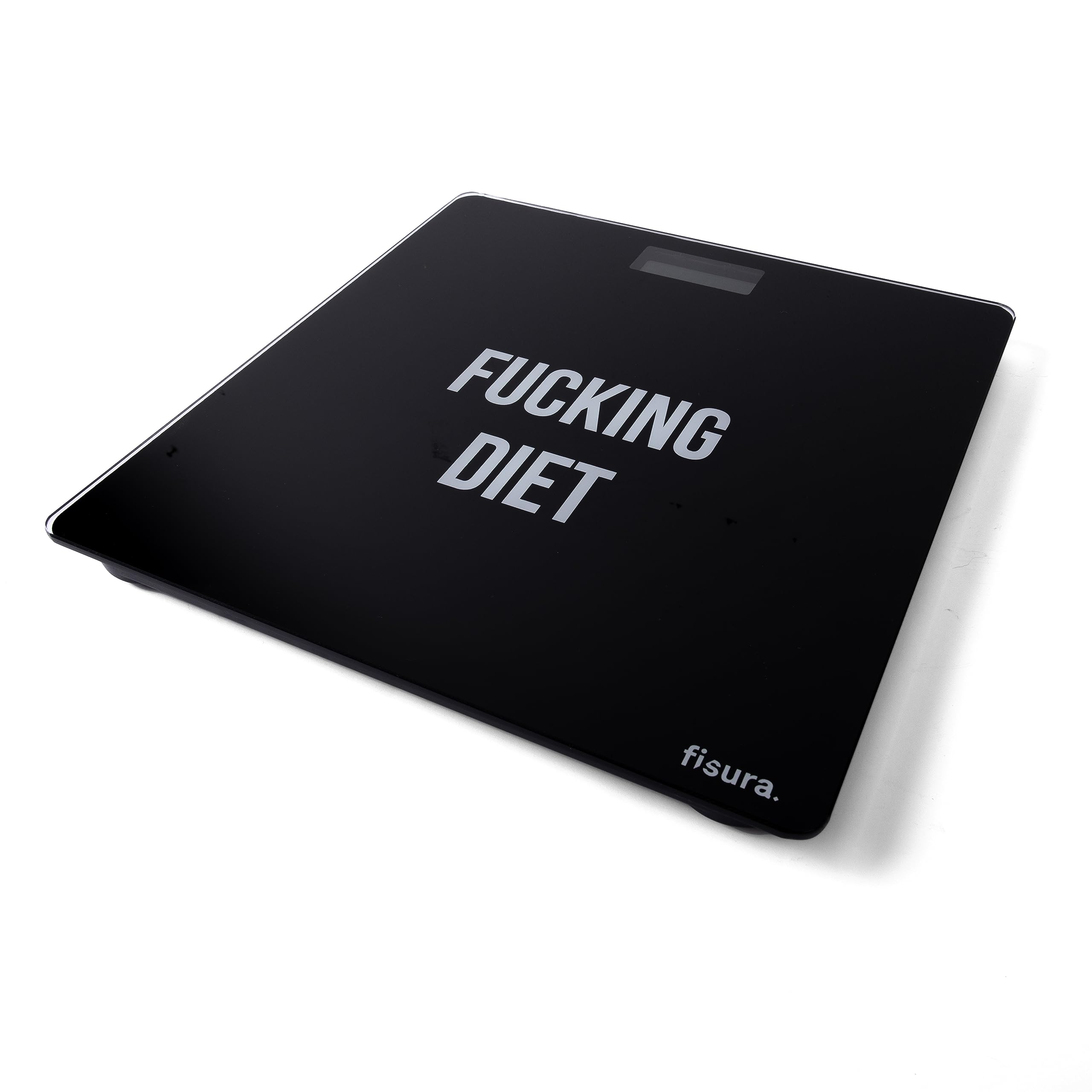 Fisura - Digital Bathroom Scale. Glass Bathroom Scales. Electronic Bathroom Scales up to 180 kg and 50 g Accuracy, Step-On Technology. 30 x 30 cm (Diet, black)