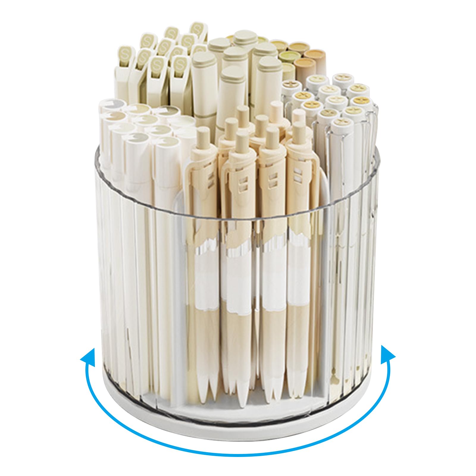 Marte Vanci 360 Degree Rotating Pen Holder Desk Stationery Organiser Tidy Organiser for Pencil Makeup Painting Brush Cosmetic Craft Storage Bin Pen Pot for Home Office School 6 Slots White — image 1