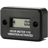 AIMILAR Vibration Hour Meter Gauge for Engine, Generator &amp; Lawn Mower | No wiring, battery powered, waterproof construction, 0.1hr LCD gauge, max 99999hrs, &Oslash;4mm mounting holes