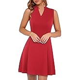 YIOYOLA Womens Elegant Classy A-Line V Neck Mini Business Casual Work Dresses Party Cocktail Short Dress with Pockets