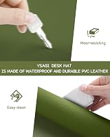 YSAGi Non-Slip Desk Pad 60x35 cm Grass Green Waterproof PVC Leather view 5