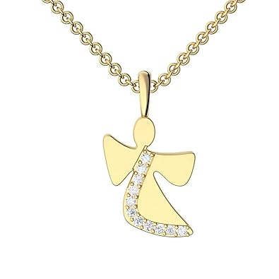 Engelanhänger Engel Kette Gold hochwertig vergoldet Zirkonia Schutzengel Anhänger Engelanhänger inkl. Luxus-Etui + Taufkette 