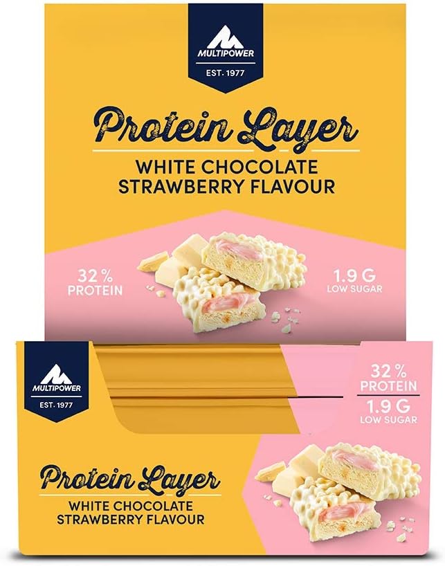 Multipower Protein Layer, 50 g, White Chocolate Strawberry, 18 count (Pack of 1)