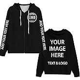 Bulk Custom Zip Up Hoodies Personalized Sweatshirts Unisex Add Your Text Photo Customize Hoodie