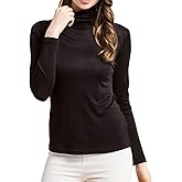 Women Silk Thermal Shirts Long Sleeve Turtleneck Tops Mulberry Silk Base Layer Undershirts Blouse Pullover