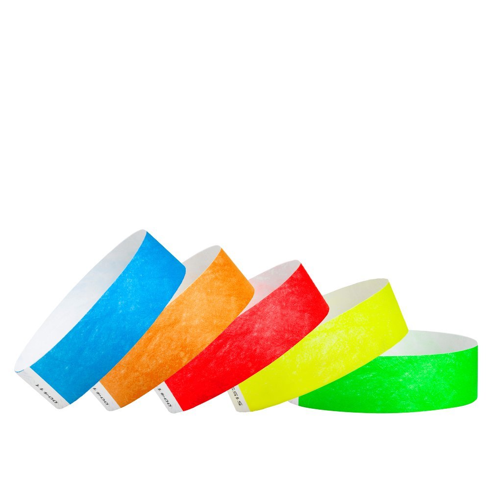 3/4" Tyvek Solid Color Wristbands Pack of 1000 Secure PaperLike
